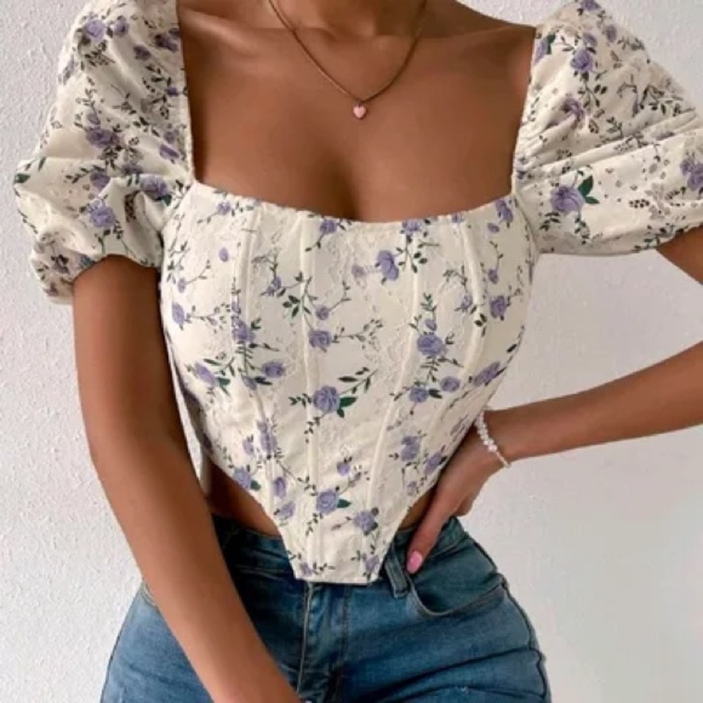 Vintage floral corset top